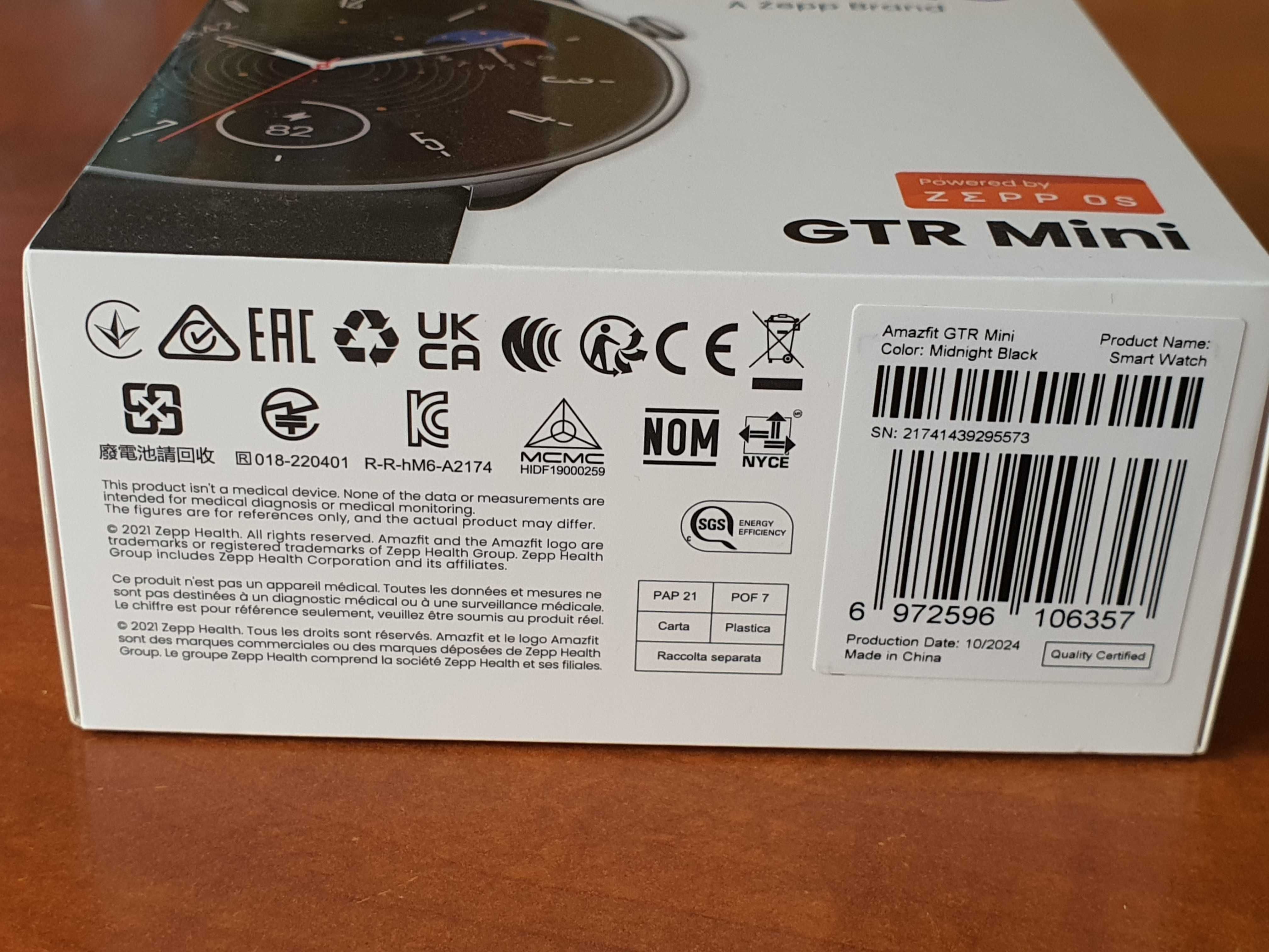 AMAZFIT GTR MINI - tylko pudełko i folia z tarczy