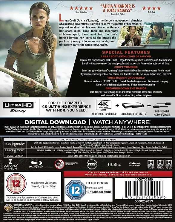 Tomb Raider Vikander 4K + Blu-Ray wer.POLSKA, UK