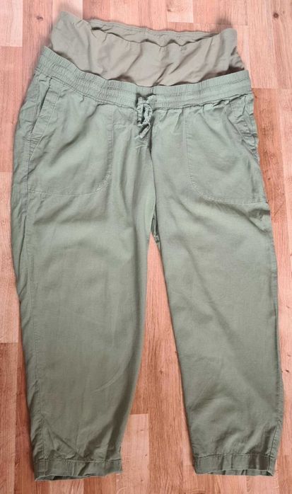H&M spodnie ciążowe lniane rybaczki za kolano L  len + wiskoza