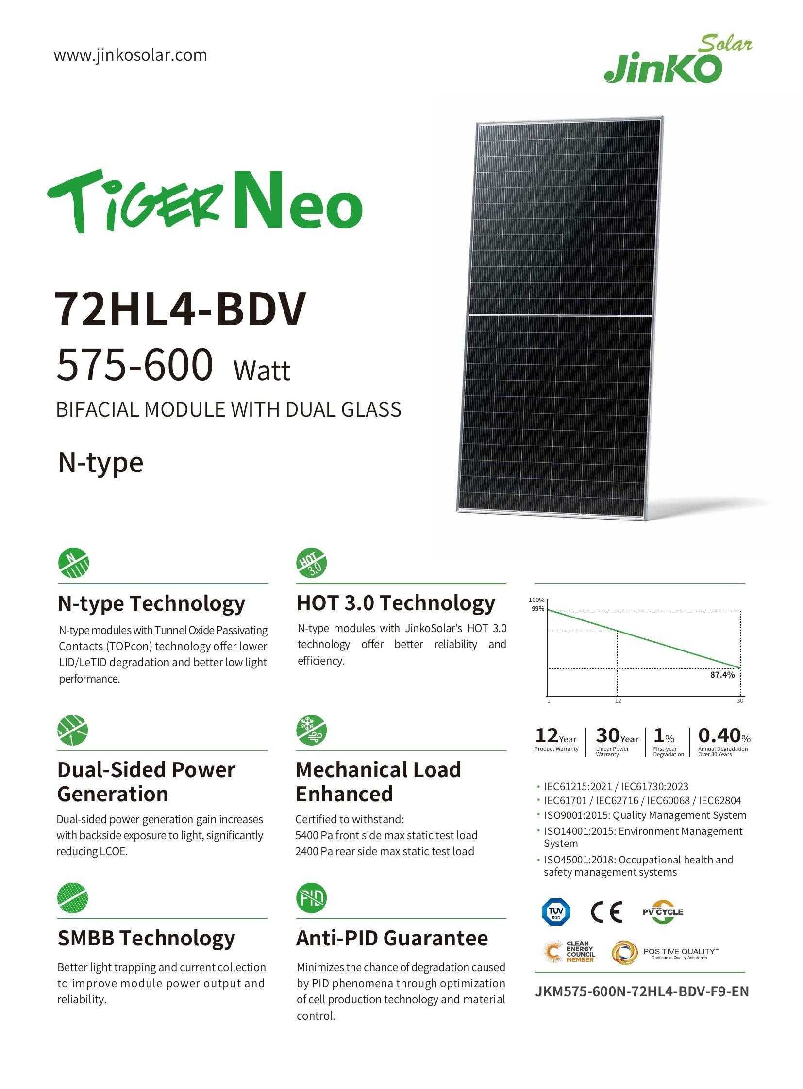 Panel Moduł Fotowoltaiczny Jinko 590W BIFACIAL N Srebrna Rama Katowice