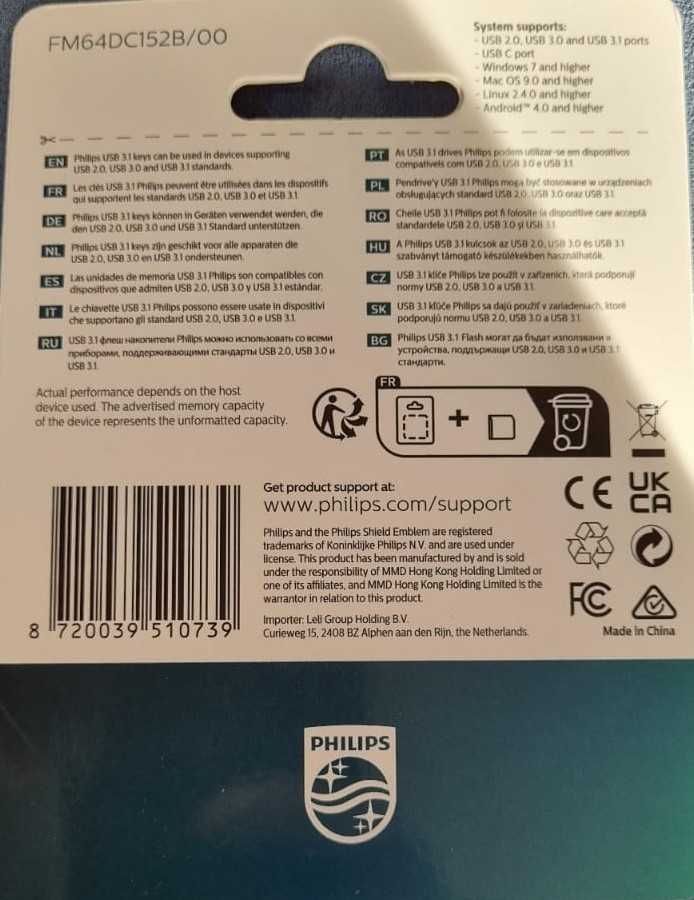 Pendrive Philips 2in1 OTG 64GB USB 3.1 + USB C