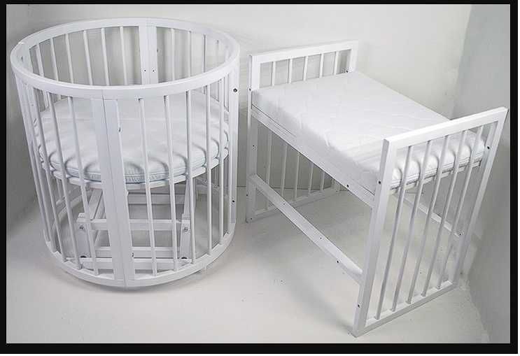 Б/В ліжко трансформер 7 в 1 з маятником кругле-овальне Каприз бук біле