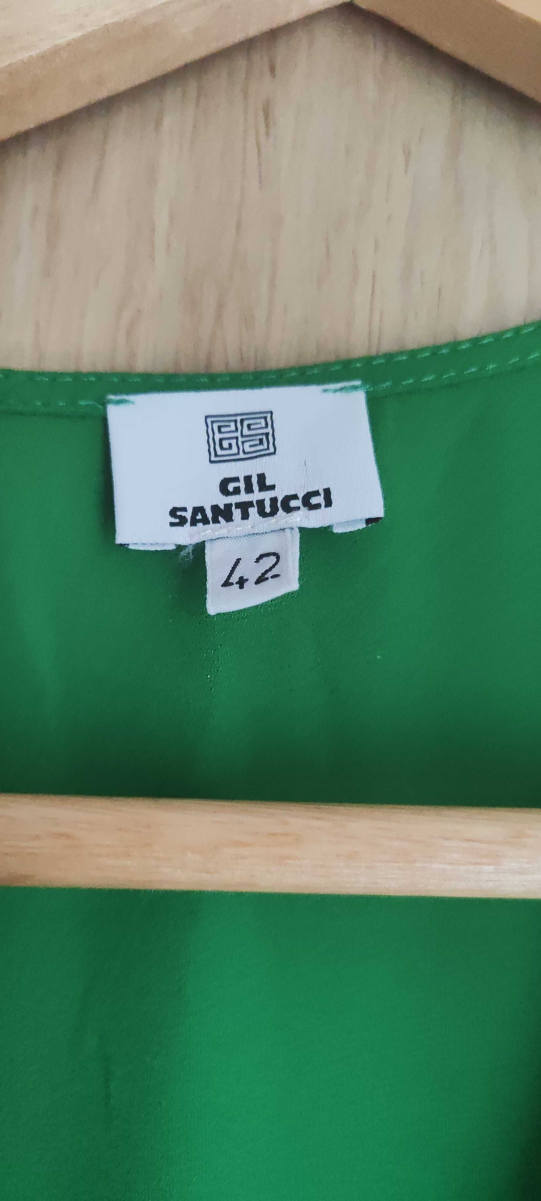 Gil Santucci sukienka maxi zielona grecki wzór