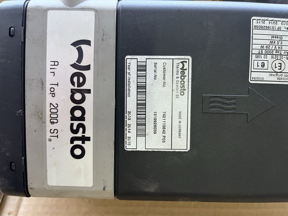 Webasto 24V / 29 W Ogrzewanie postojowe Renault Premium Air Top 2000ST