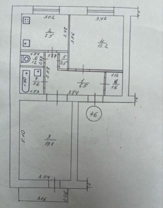 2-кімнатна квартира, м.Сміла,Черкаська обл, р-н Шевченка