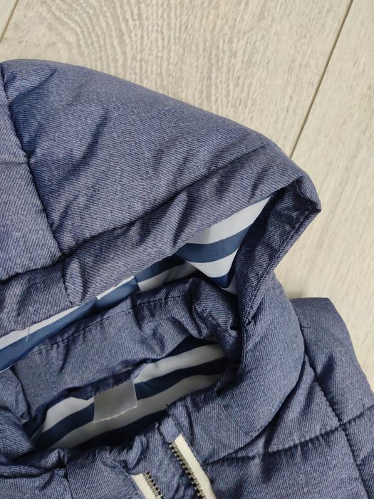 H&M 80 86 kamizelka bezrękawnik niebieski jesień wiosna odpinany kaptu