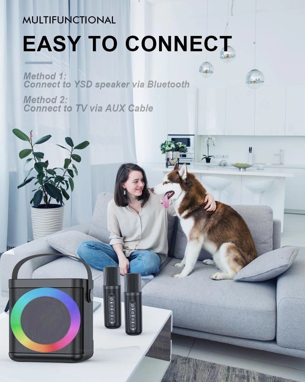 Zestaw karaoke z 2 mikrofonami, Bluetooth, USB, nowy