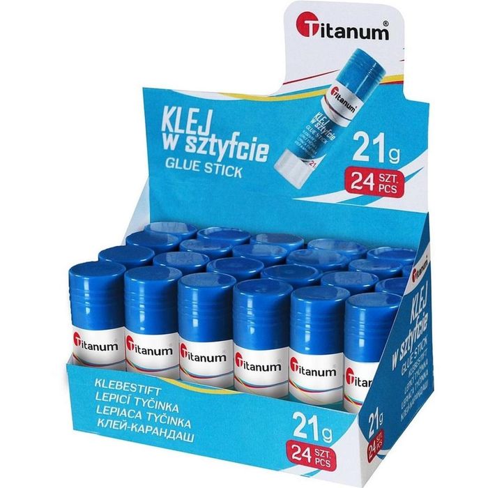 Klej w sztyfcie 21g (24szt) Titanum pudełko,162x107 mm