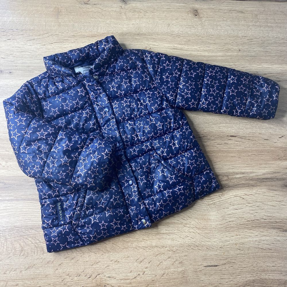 Куртка  для девочки от Zara синяя со звездами размер 12/16 1 год