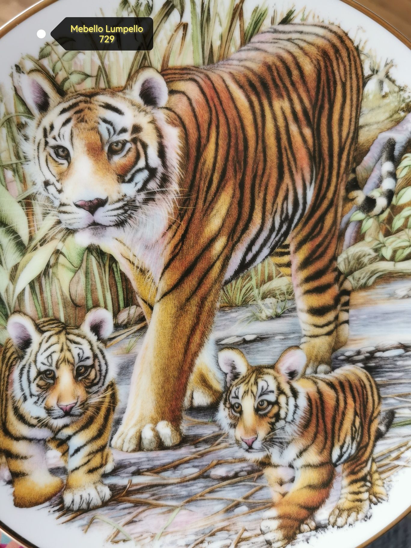 Talerz kolekcjonerski tygrys Tiger dekoracja sygnowany