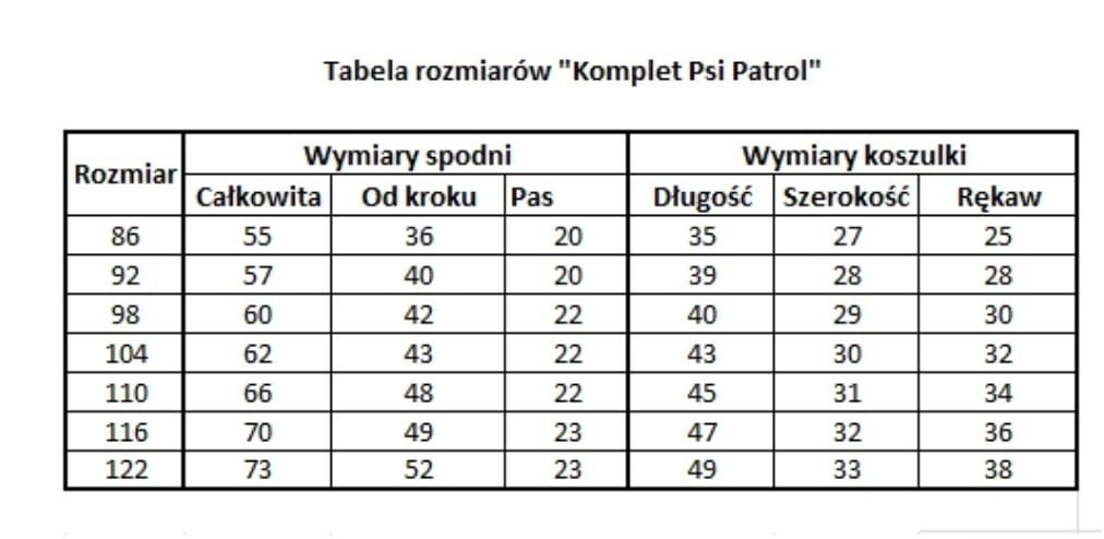 Dres dziecięcy Psi Patrol NOWY spodnie koszulka 86