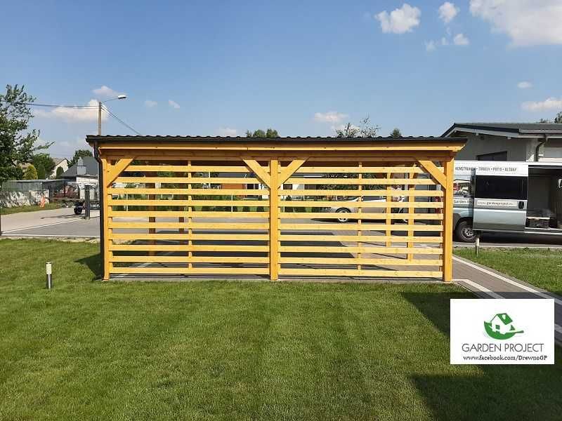 wiata carport2 płaski dach ażur montaż