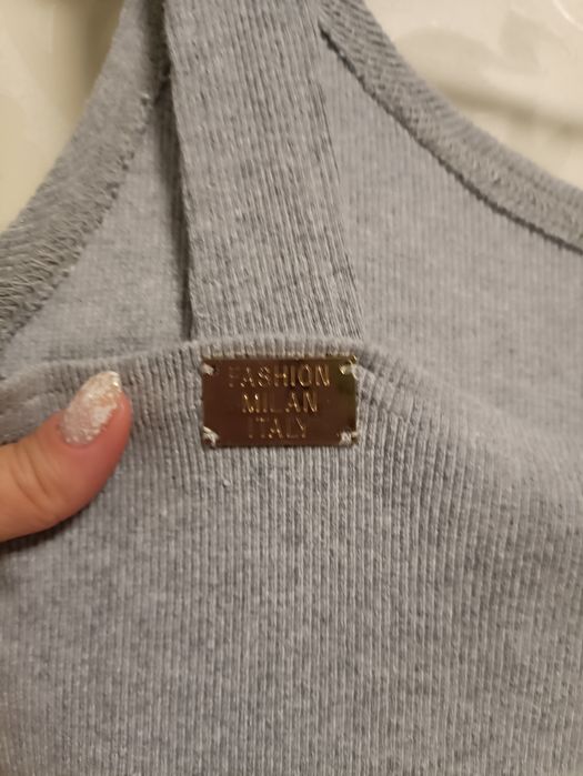 Сукня в рубчик приталена колір сірий С 42