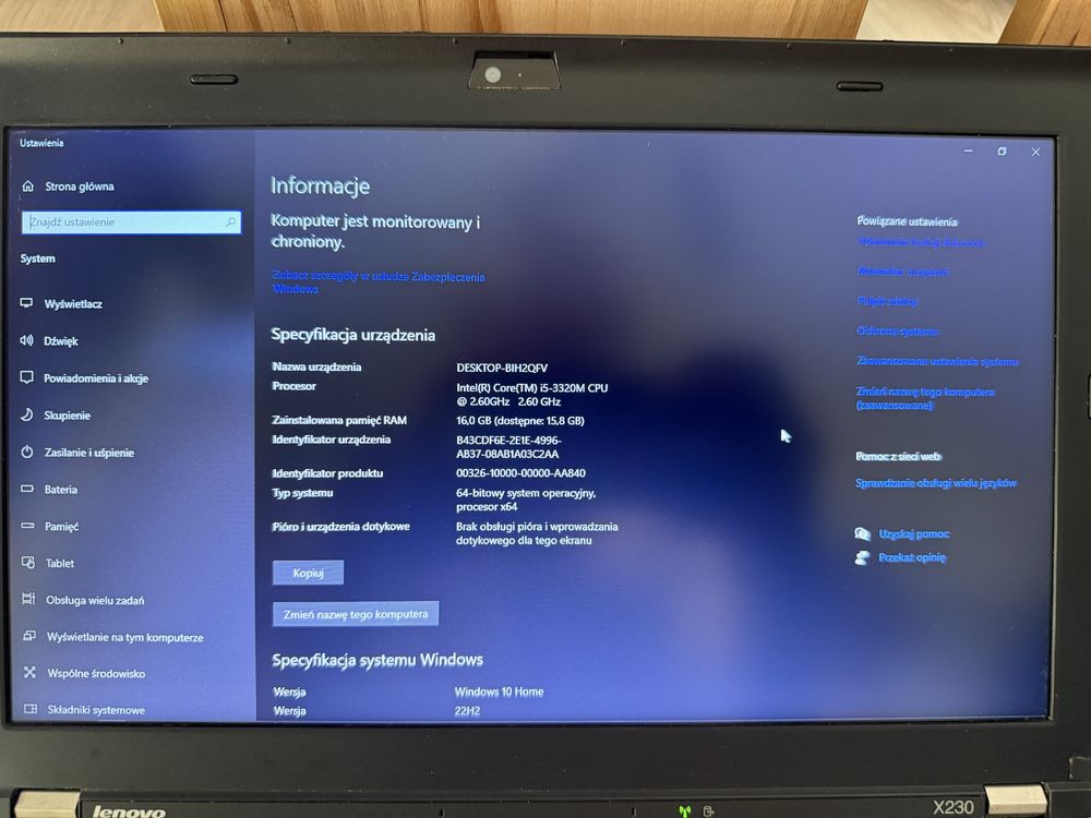 Thinkpad x230 i5 3320m 16gb ssd 256 gb msata