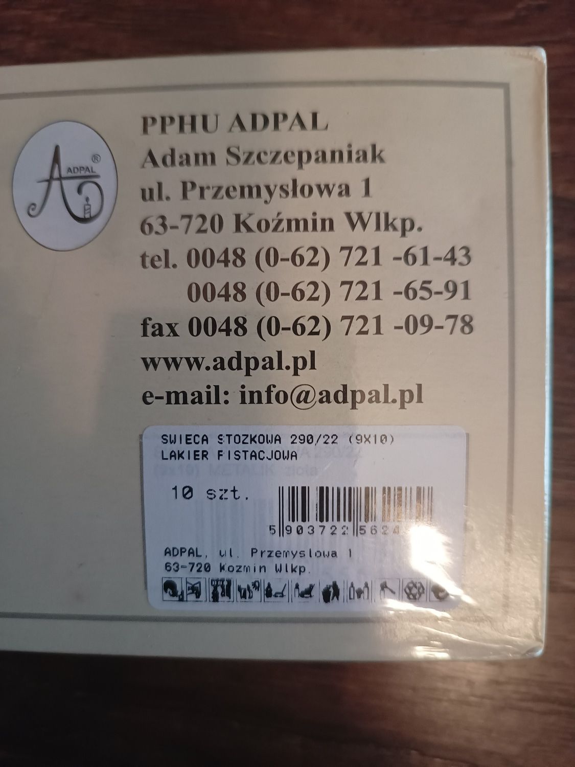 Świece stożkowe lakierowane Adpal