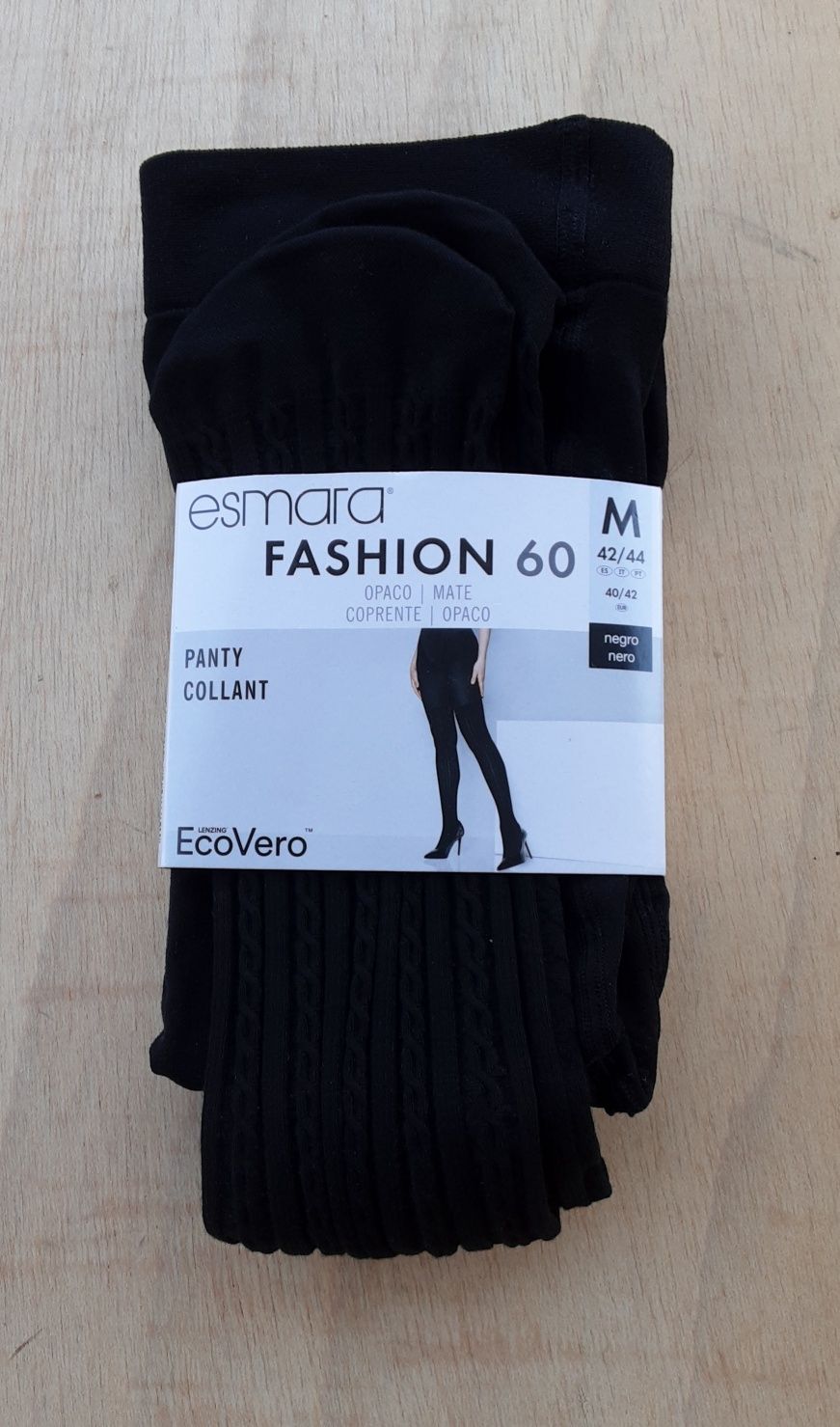 Collants pretos com padrão entrançado – Esmara
