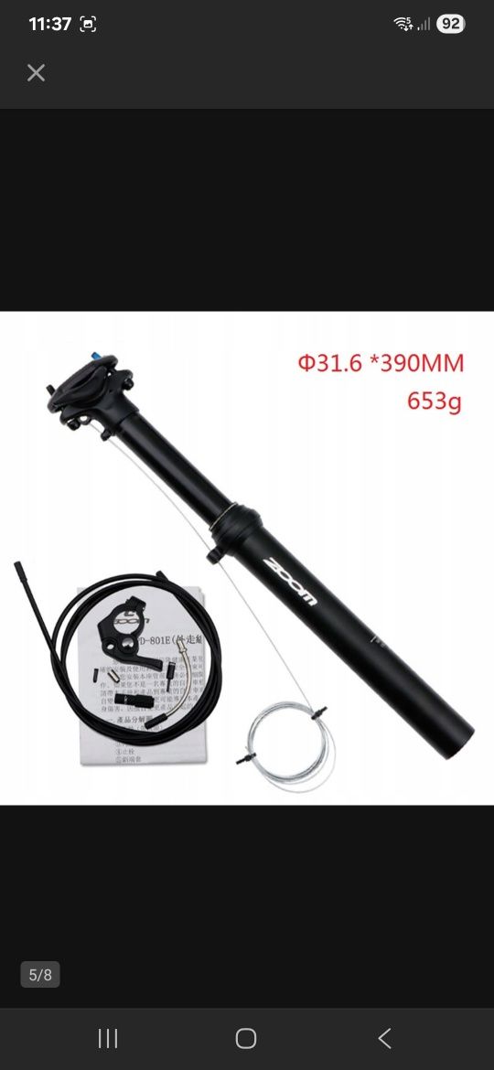 Wspornik regulowany Zoom 31.6 drop myk-myk z manetką
