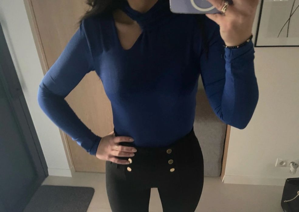 Zara body niebieskie habrowe modne jesień s viral