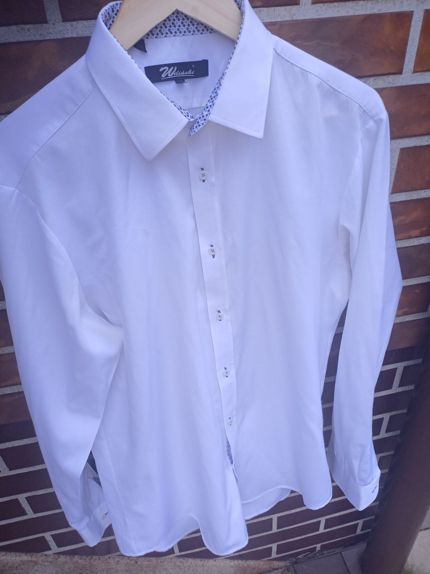 Biała klasyczna męska koszula L XL Wiliński