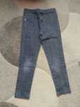 Niebieskie w białe kropki spodnie skinny r. 122,  6-7 lat