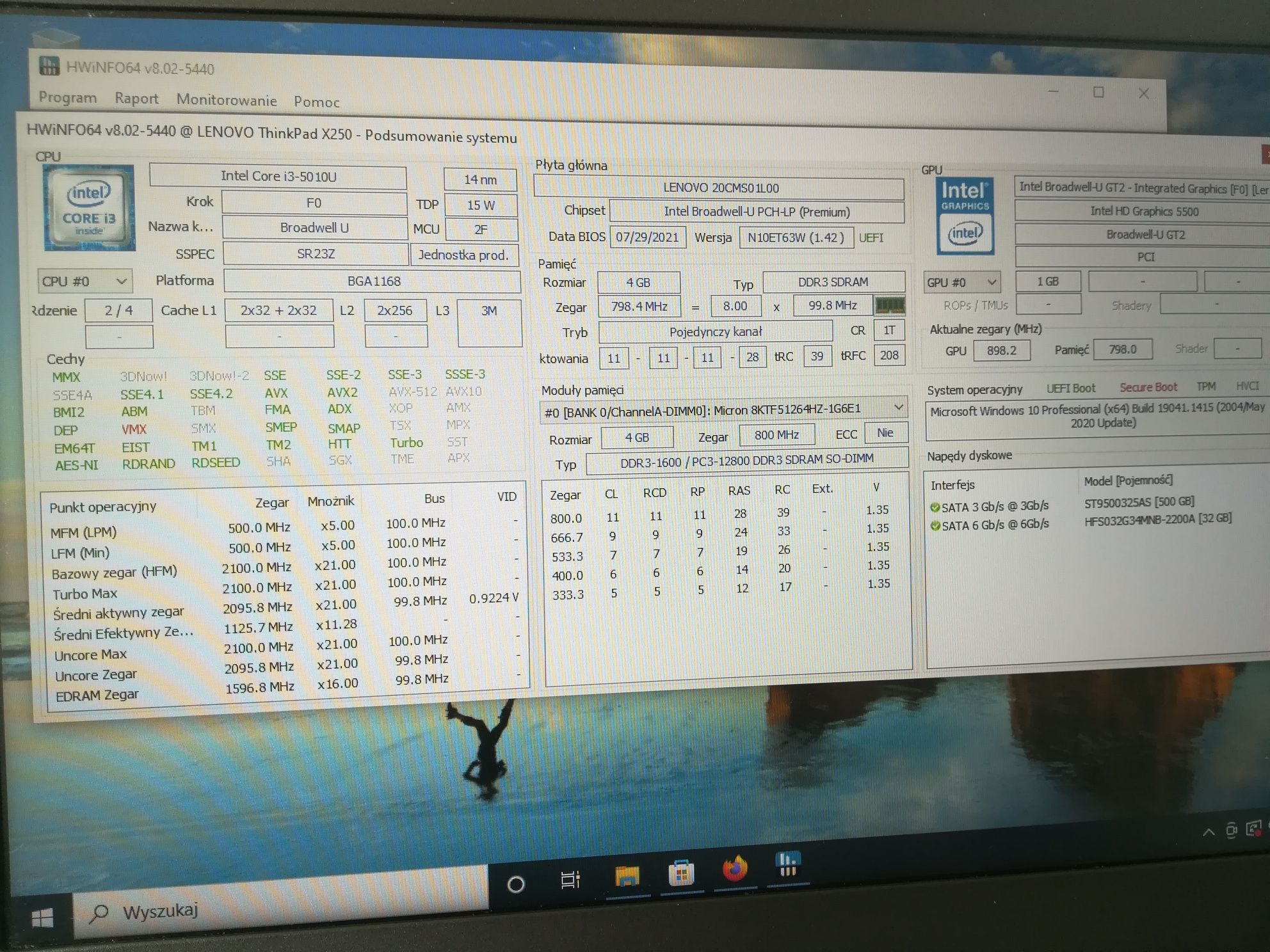 Laptop Lenovo x250 IPS Intel Core i3 500 GB HDD + 32 GB SSD