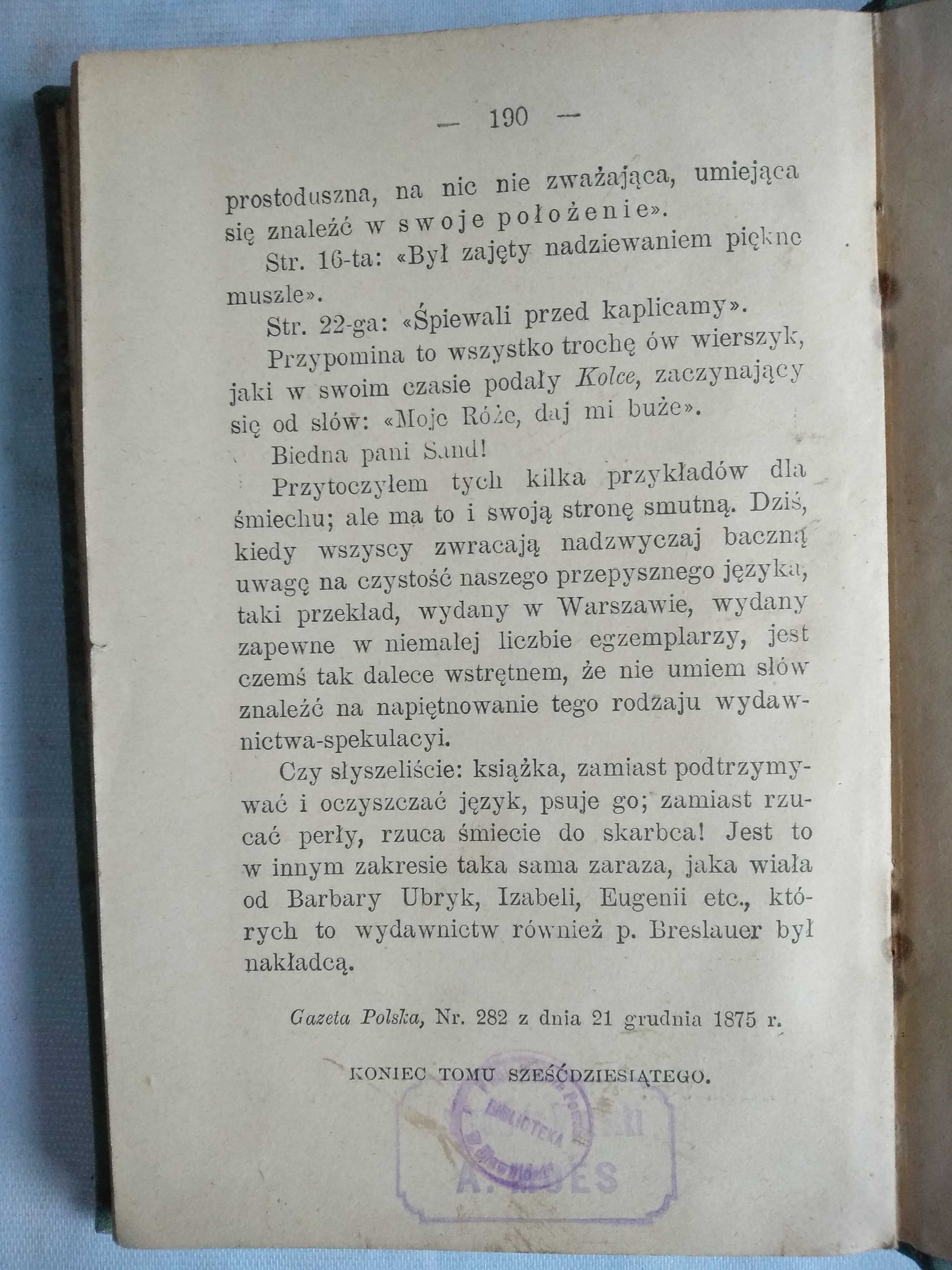 "Pisma" Henryka Sienkiewicza tom LX wydanie z 1903r unikat