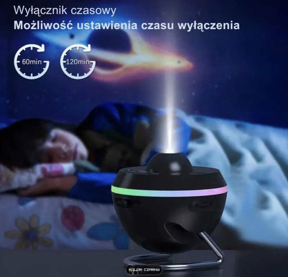 Kula rzutnik projektor HD obrotowa z meteorytami