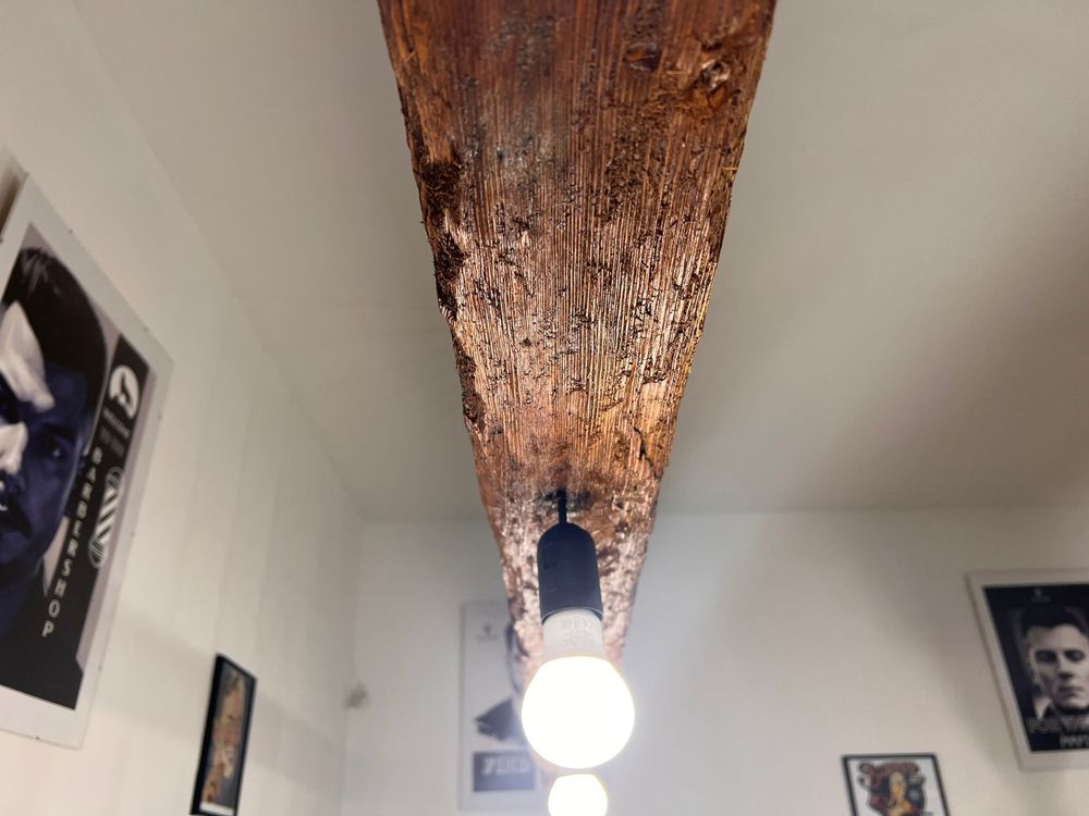 Żyrandol rustykalny ręcznie szczotkowany / Lampa vintage z belki