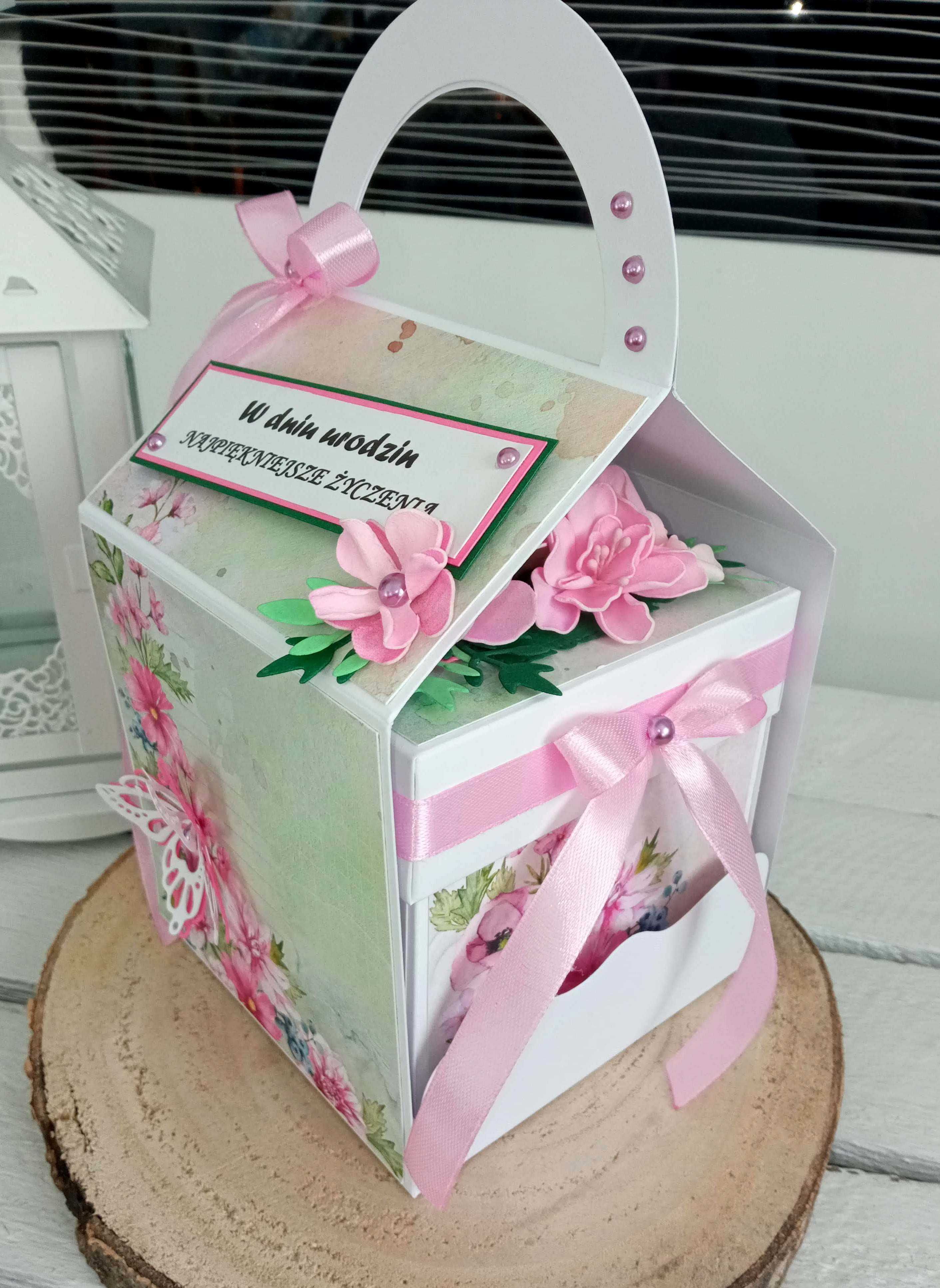 Exploding box urodzinowy kartka urodzinowa ręcznie robiona dla kobiet