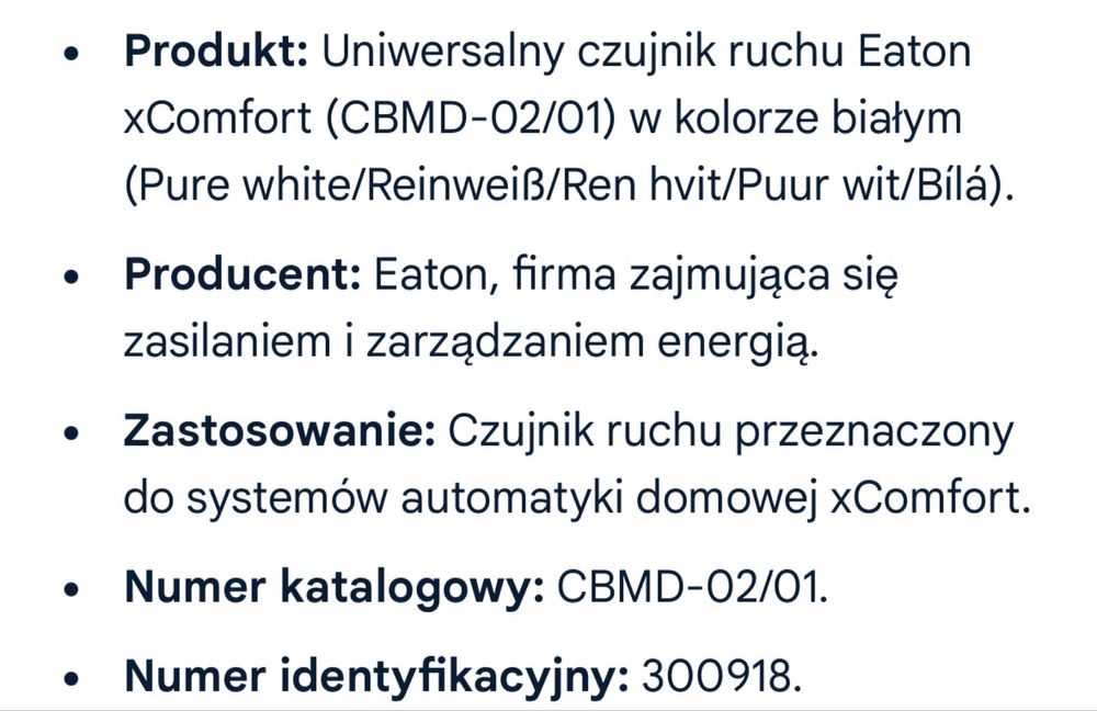 Uniwersalny czujnik ruchu EatonxComfort