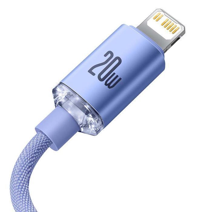 Kabel Usb-C Do Lightning Baseus Crystal, 20W, Pd, 2M (Fioletowy)