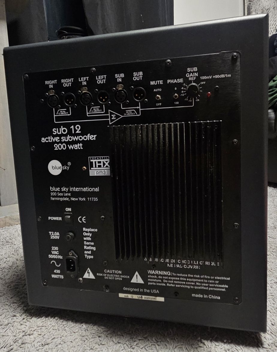 Subwoofer THX Bluesky sub 12 200 W RMS