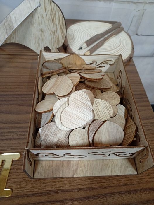 Księga gości weselnych w kształcie drewnianego serca + dodatki