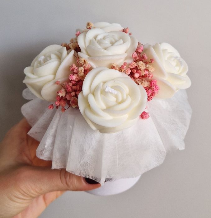 Flower box świece sojowe mini prezent dzień nauczyciela ozdoba