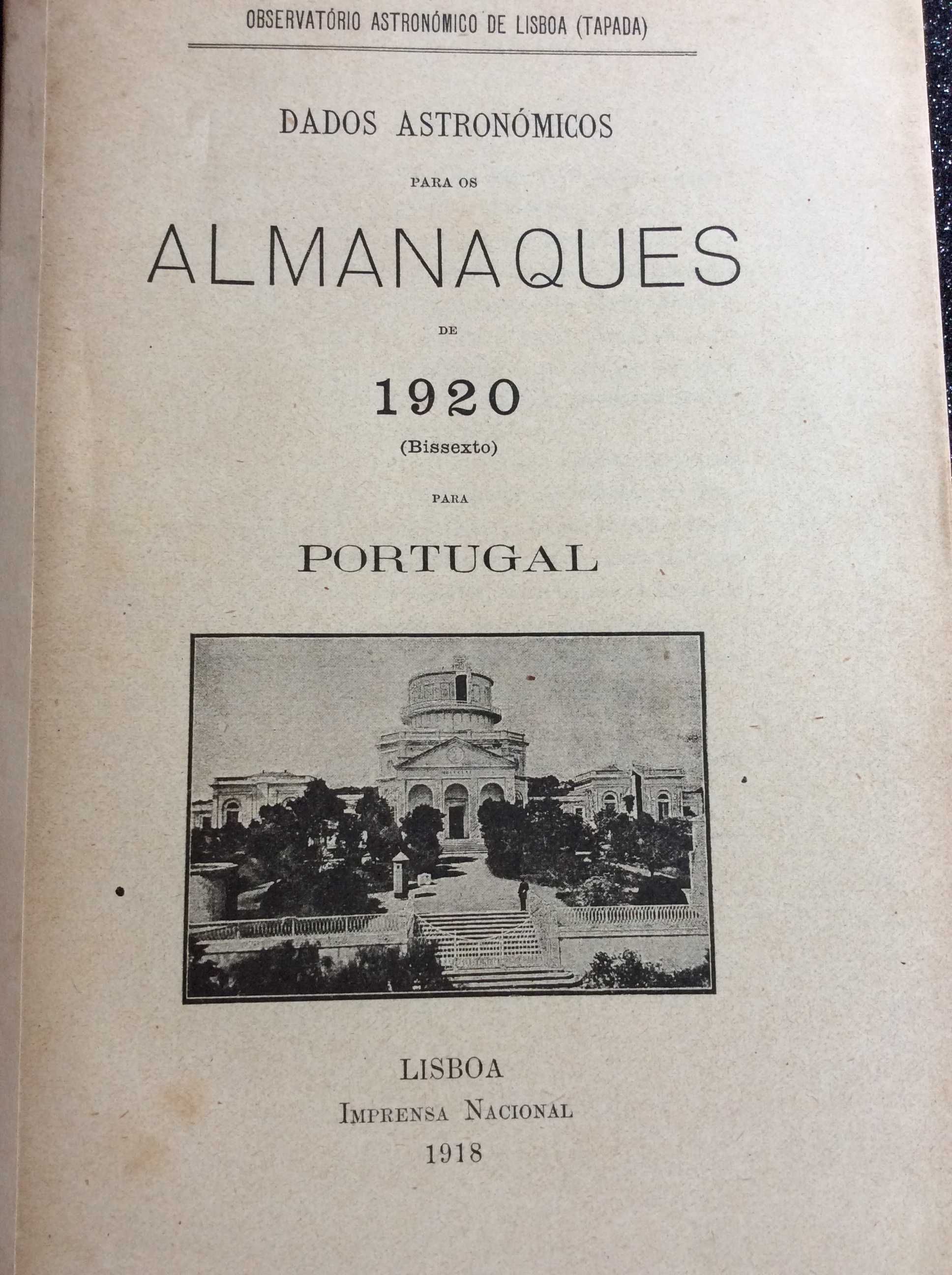 Dados astronómicos para os almanaq. de 1920 para Portugal. Ver índice