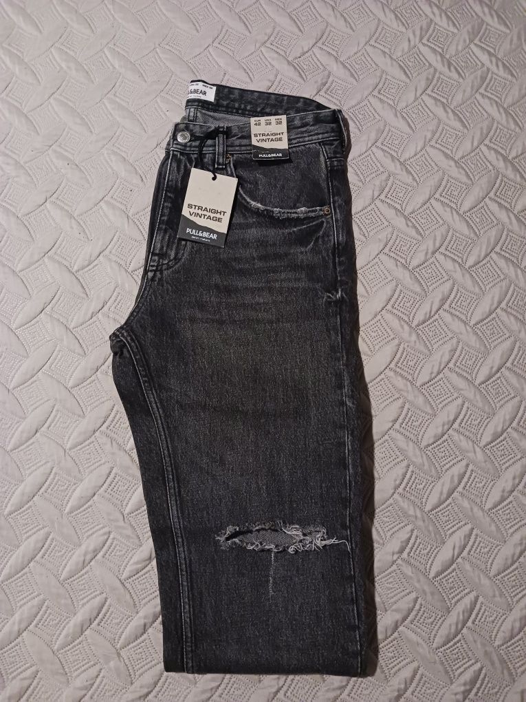 Calças Pull&Bear Pretas - Straight Vintage