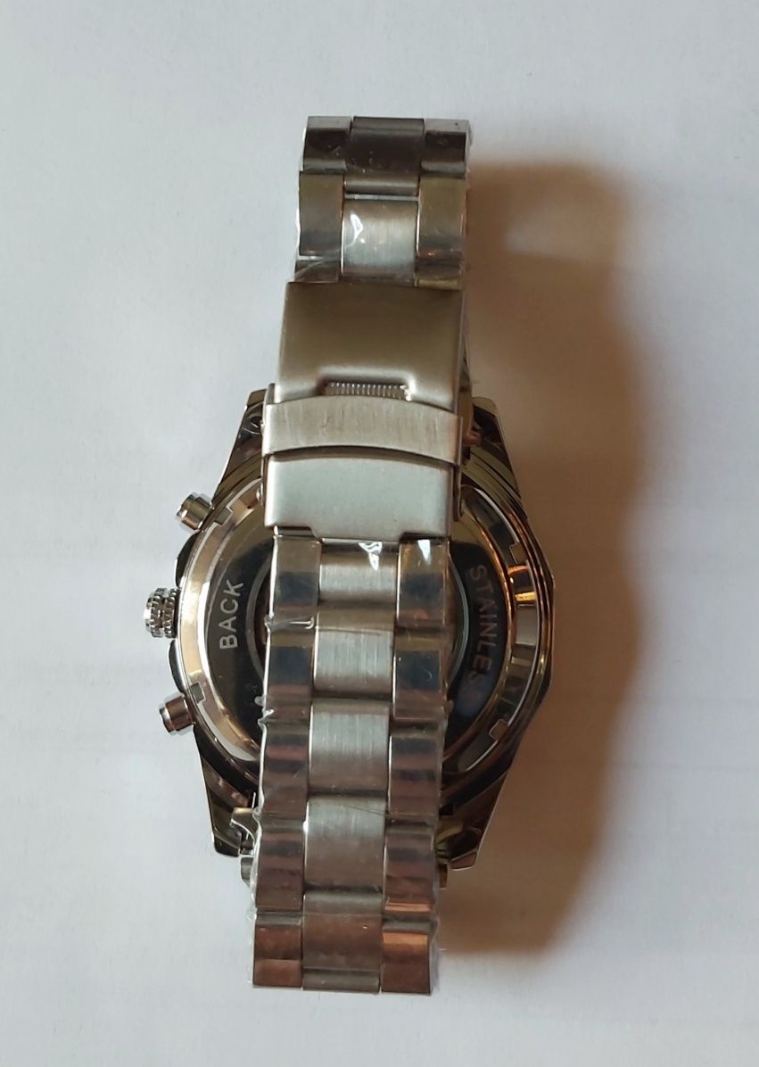 Nowy Zegarek srebrny mechaniczny skeleton prezent