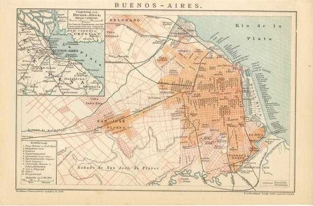 Buenos  Aires  oryginalny XIX w. plan miasta