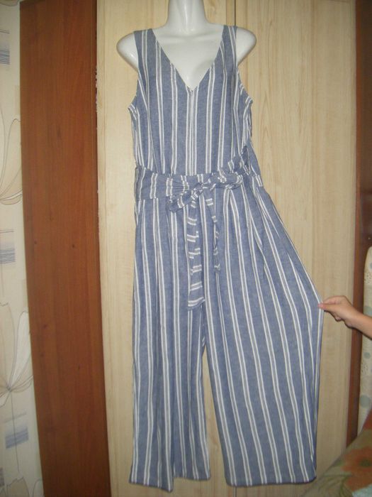 Льняной комбинезон-ромпер на завязочках (на запАх), размер L - 16 - 44