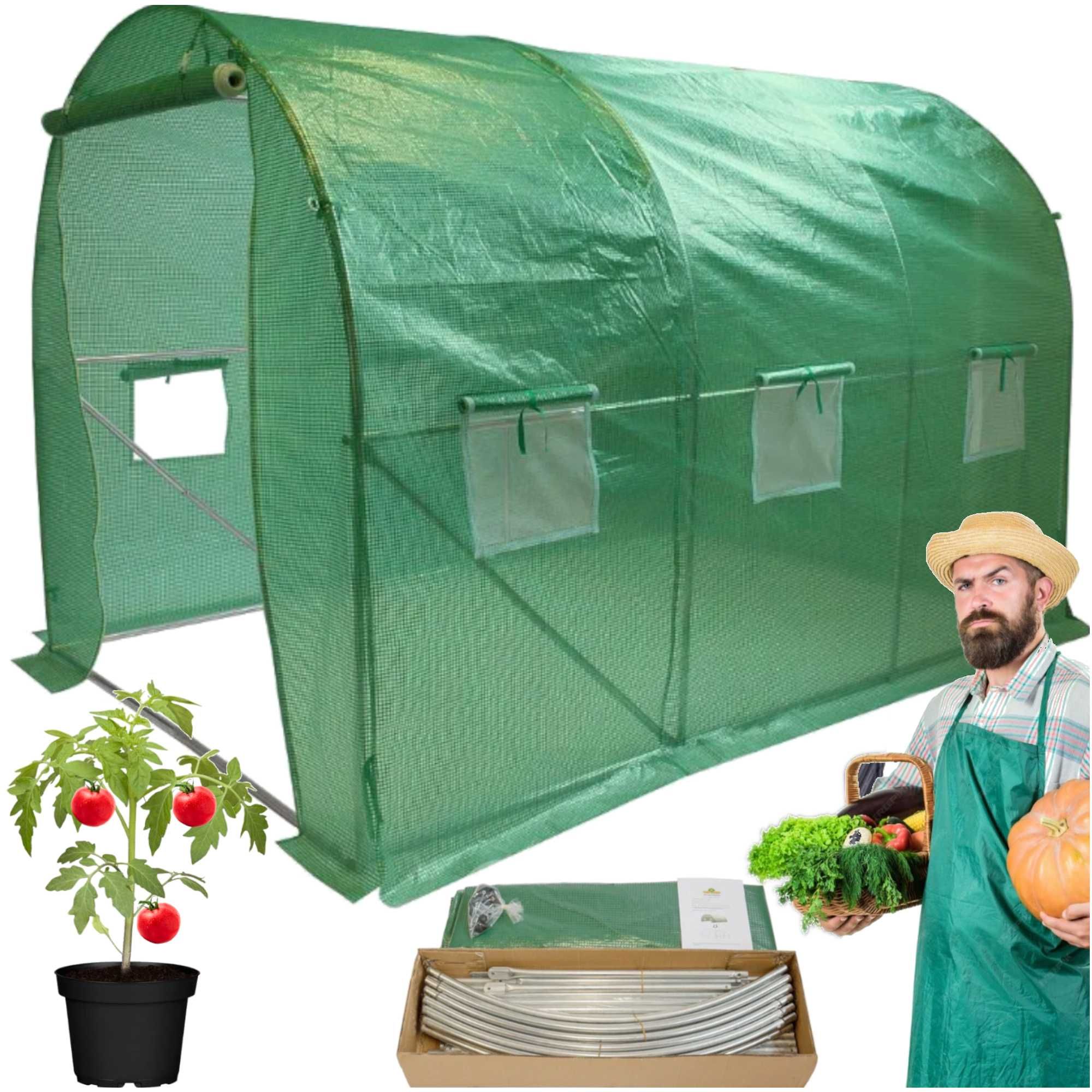 Tunel Foliowy Szklarnia 3x2x2m Gruba Mocna Specjalny filtr UV + STELAŻ