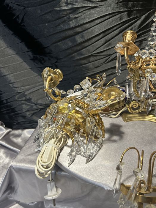 Zestaw trzech kinkietów glamour funkcja elektryczna i świecznikowa