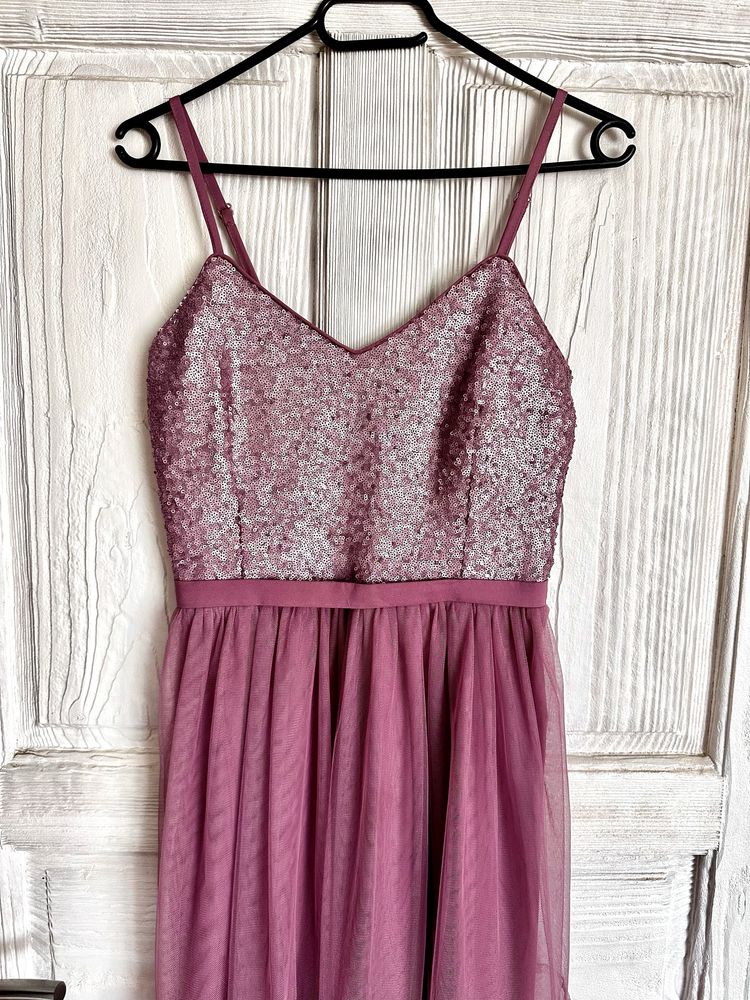 Sukienka midi tiul cekiny elegancka wesele studniówka