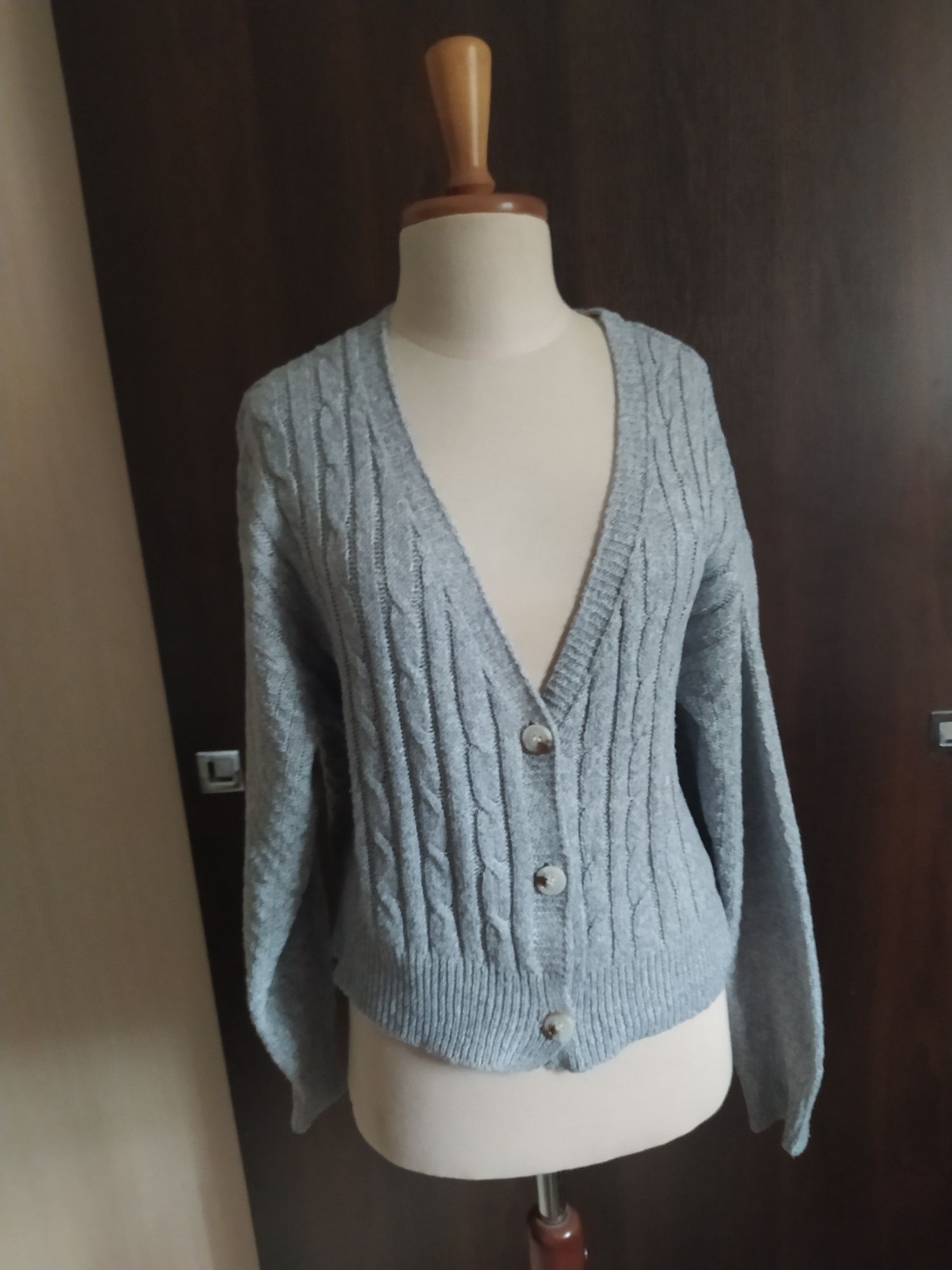 Sweter rozpinany na guziki szary NOWY