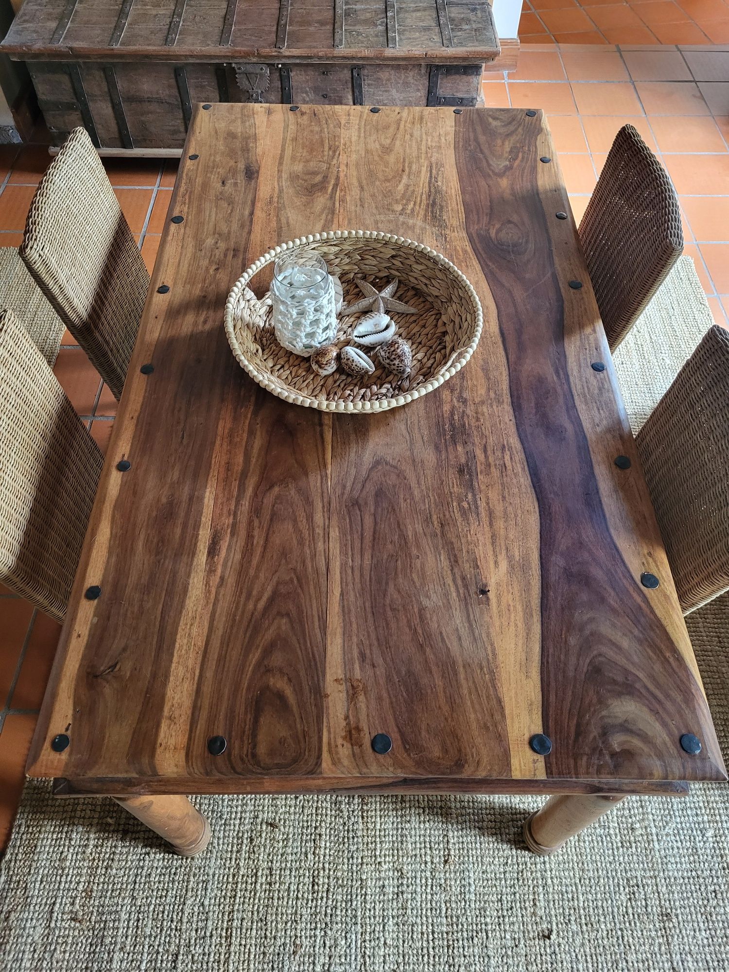 mesa, refeições, secretaria, indiano, oriental, rustico