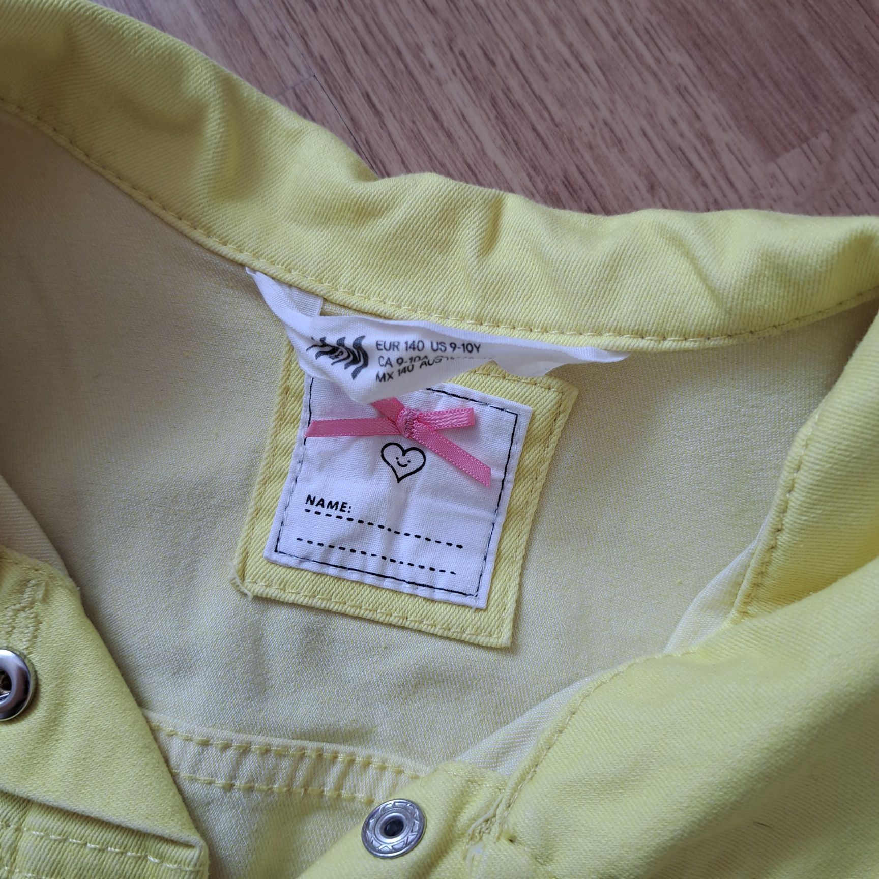 Śliczna dziewczęca żółta katana, kurtka jeansowa, H&M, rozmiar 140