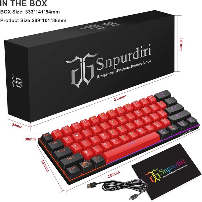 Snpurdiri V900 Przewodowa klawiatura mechaniczna 60% rgb