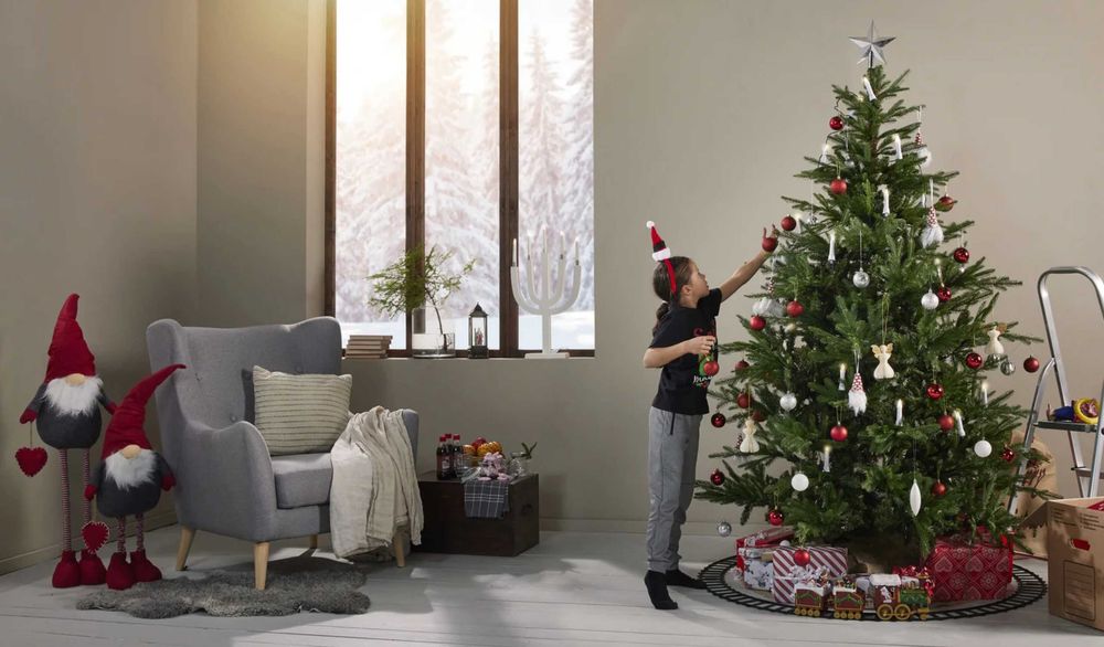 Sztuczna CHOINKA ja żywa gęsta 210cm ze stojakiem i gwiazdą PREMIUM