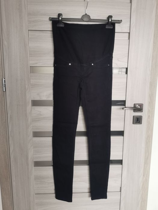 Spodnie ciążowe czarne ze stretchem jak jeansy H&M Mama r. 34 XS rurki