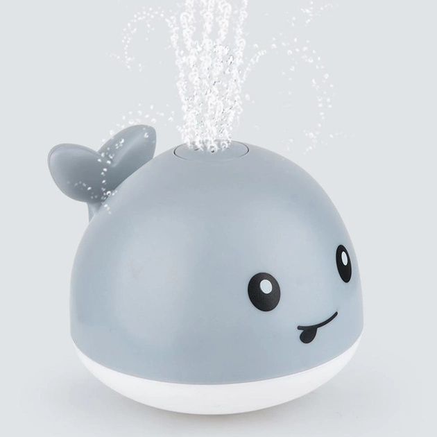 Кит Игрушка для ванной Кит светящийся с фонтаном маленький (серый)