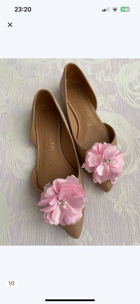 Klipsy do butów przypinki kwiaty różowe ślubne
